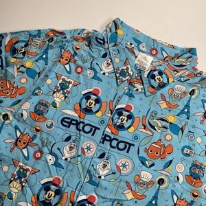 Disney Epcot Button Down Shirt Characters Print Tourist Souvenir XL Mickey Mouse